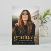Faire-part de graduation photo Gold Foil moderne (Debout devant)