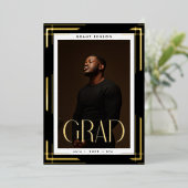 Faire-part de graduation photo Gold FrameD personn (Debout devant)