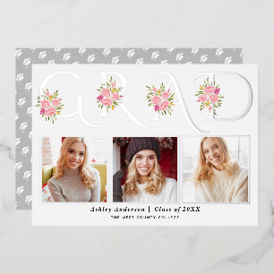 Faire-part de graduation photo GRAD en feuille d'a
