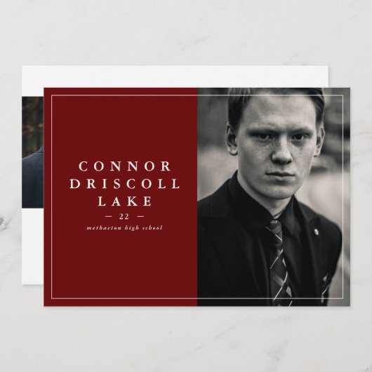 Faire-part de graduation photo horizontale classiq (Devant / Derrière)