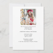 Faire-part de graduation photo moderne bleu marine (Dos)