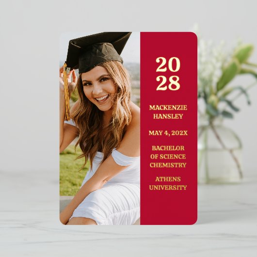 Faire-part de graduation photo moderne tendance Fo (Debout devant)
