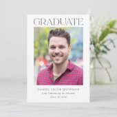 Faire-part de graduation photo noir blanc classiqu (Debout devant)