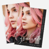 Faire-part de graduation photo noir chic Script