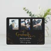 Faire-part De Graduation Photo Noir Et Or (Debout devant)