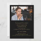 Faire-part De Graduation Photo Noir Et Or (Dos)