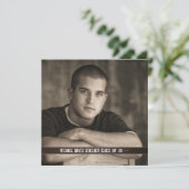 Faire-part de graduation photo pour garçons en cui (Debout devant)