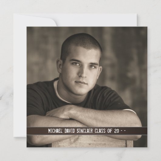 Faire-part de graduation photo pour garçons en cui (Devant)