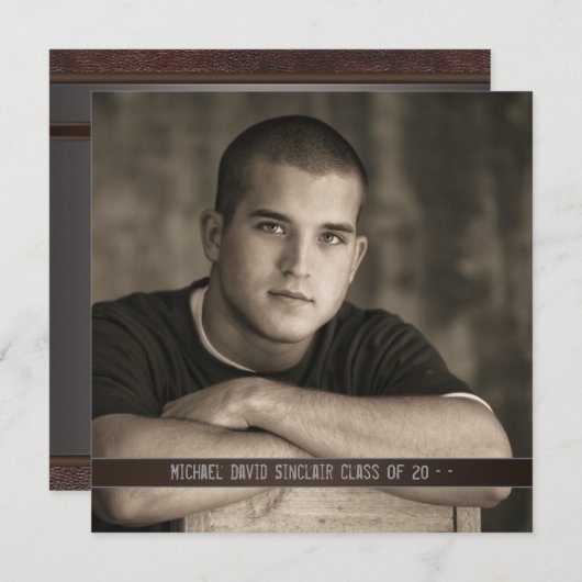 Faire-part de graduation photo pour garçons en cui (Devant / Derrière)