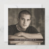 Faire-part de graduation photo pour garçons en cui (Devant)