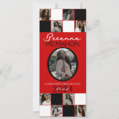 Faire-part de graduation photo rouge et noir 9 (Devant)