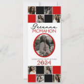 Faire-part de graduation photo rouge et noir 9 (Devant)