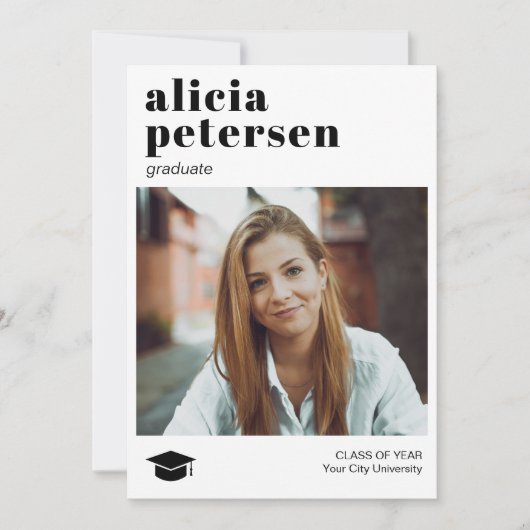 Faire-part de graduation photo simple et moderne (Devant)