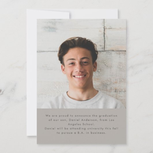 Faire-part de graduation photo simple moderne (Dos)