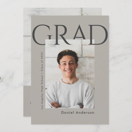 Faire-part de graduation photo simple moderne (Devant / Derrière)