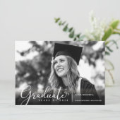 Faire-part de graduation photo texte simple et cur (Debout devant)