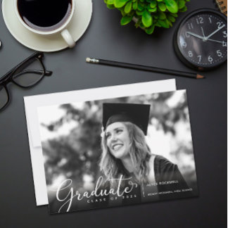 Faire-part de graduation photo texte simple et cur