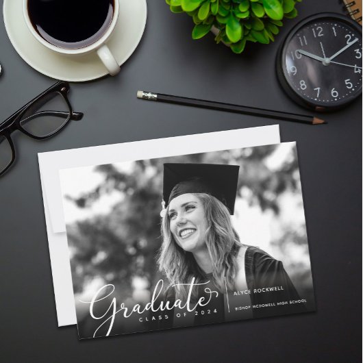 Faire-part de graduation photo texte simple et cur