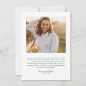 Faire-part de graduation photo verte de script sim (Dos)