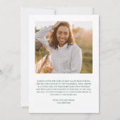 Faire-part de graduation photo verte de script sim (Dos)