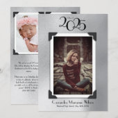 Faire-part de graduation photo vintage Argent (Devant / Derrière)