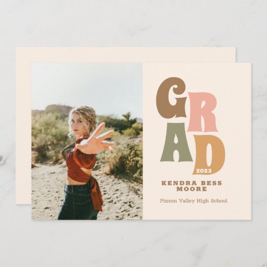 Faire-part De Graduation Rétro Avec Photo (Devant / Derrière)