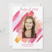 Faire-part de graduation rose et or (Devant)