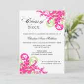 Faire-part de graduation rose verte (Debout devant)