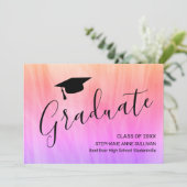 Faire-part de graduation rose violet fille (Debout devant)