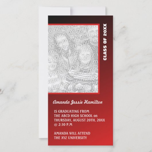 Faire-part de graduation rouge foncé (Devant)