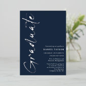 Faire-part de graduation simple Script Silver Foil (Debout devant)