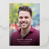 Faire-part de graduation simple Script Silver Foil (Verso)