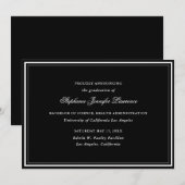 Faire-part de graduation traditionnelle noire (Devant / Derrière)