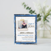 Faire-part de Graduation Trendy Grunge (bleu) (Debout devant)