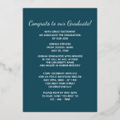 Faire-part de graduation turquoise Blue Green Gold (Verso)