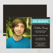 faire-part de graduation Turquoise noir et turquoi (Devant / Derrière)
