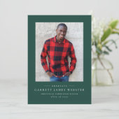 Faire-part de graduation verte classique simple (Debout devant)