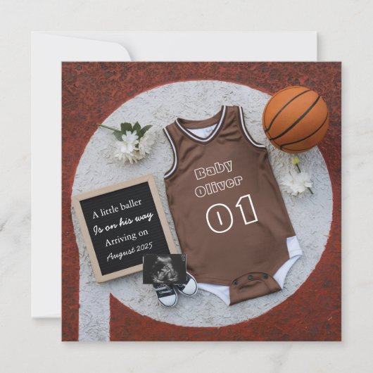 Faire-part de grossesse à bille de basket mini-bal (Devant)