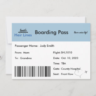 Faire-part de grossesse à bord d'un avion à la fam