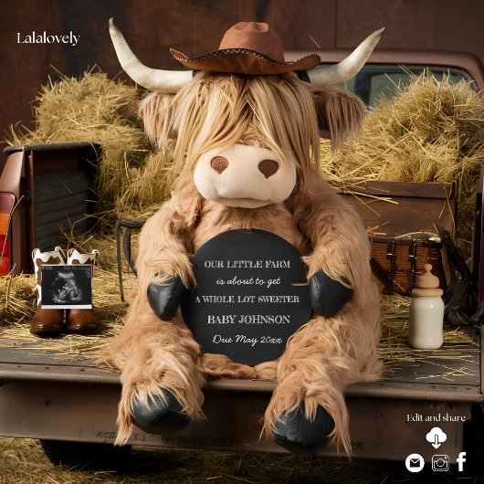 faire-part de grossesse à thème de la ferme à vach