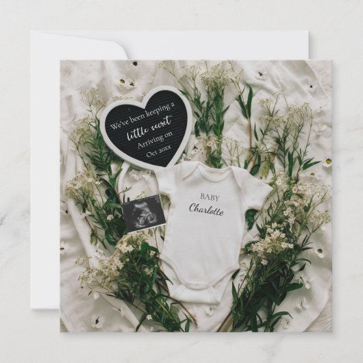 Faire-part de grossesse à thème floral neutre (Devant)