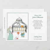 Faire-part de grossesse aquarelle bébé garçon (Devant / Derrière)