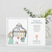 Faire-part de grossesse aquarelle bébé garçon (Debout devant)