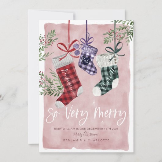 Faire-part de grossesse aquarelle famille bas (Devant)