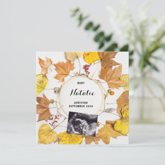 Faire-part de grossesse automne Feuilles d'automne (Debout devant)