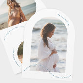 faire-part de grossesse bébé bleu avec arche photo