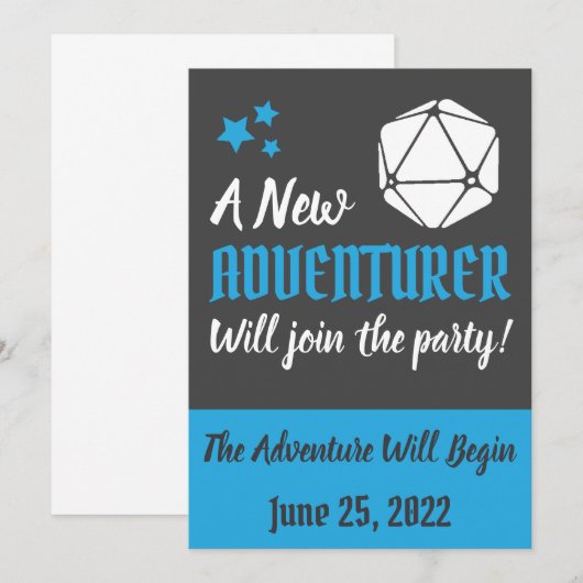 Faire-part de grossesse bleu DnD (Devant / Derrière)