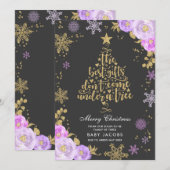 Faire-part de grossesse Carte de Noël Cadre floral (Devant / Derrière)