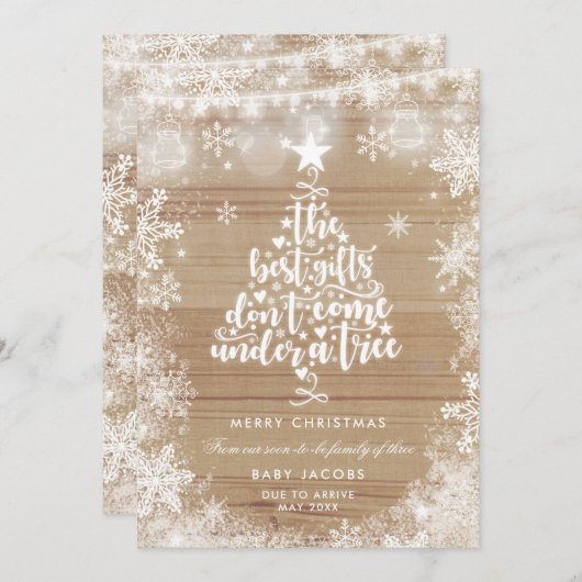 Faire-part de grossesse Carte de Noël Cadre rustiq (Devant / Derrière)