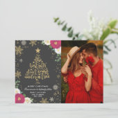 Faire-part de grossesse Carte photo de Noël Floral (Debout devant)